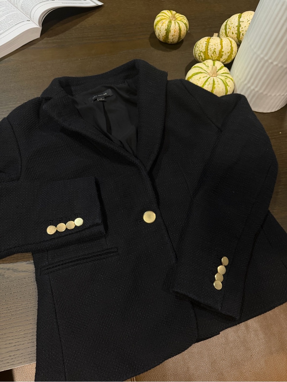 Ann Taylor Black Blazer with Gold Buttons